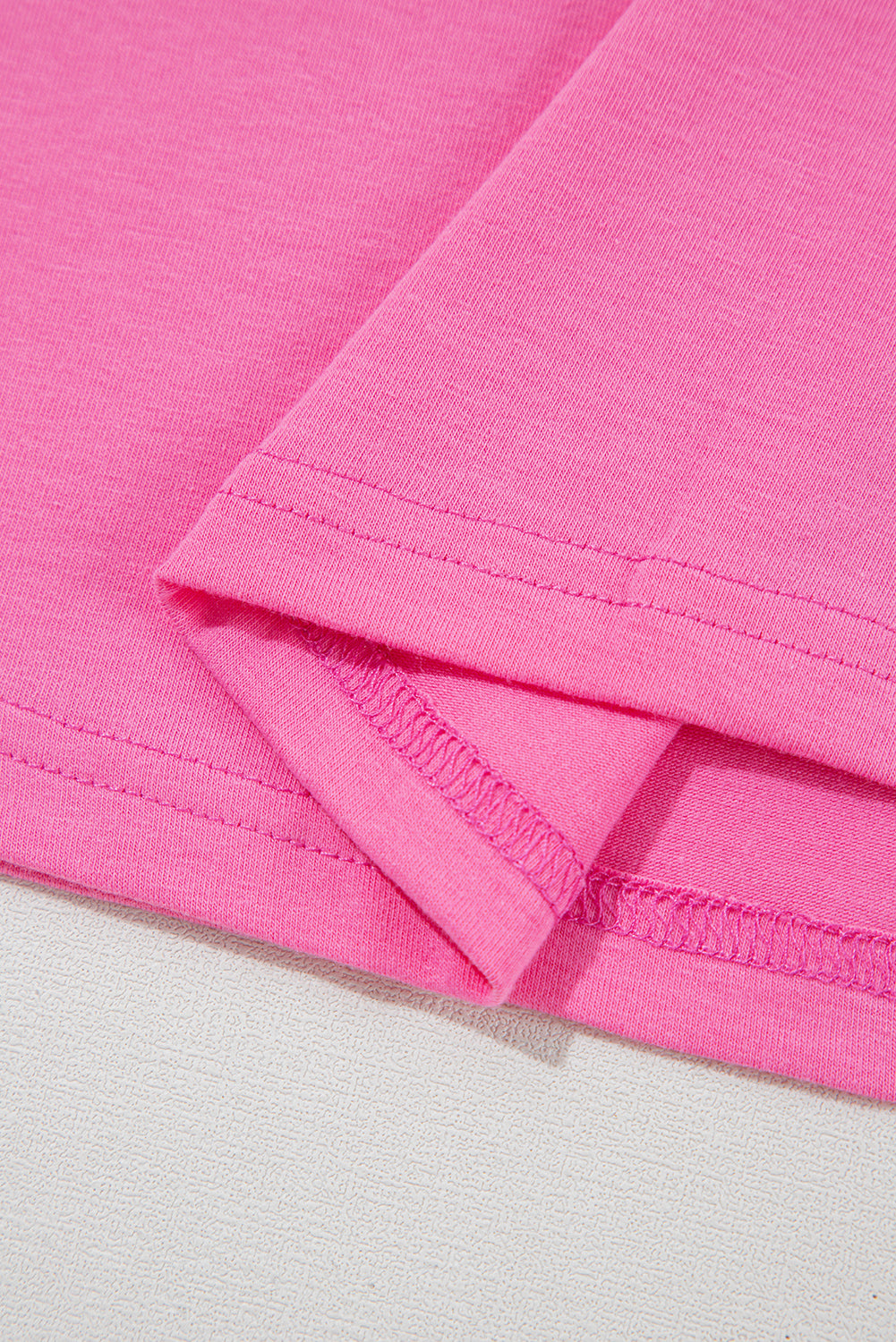 Casual (Bold Pink) Basic T-Shirt with Cuffed Sleeves