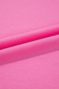 Casual (Bold Pink) Basic T-Shirt with Cuffed Sleeves