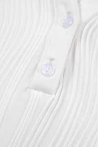 Textured-Wave (White) Lightweight V-Neck Top