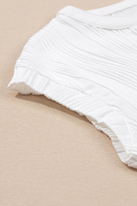 Textured-Wave (White) Lightweight V-Neck Top