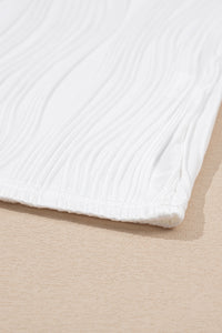 Textured-Wave (White) Lightweight V-Neck Top