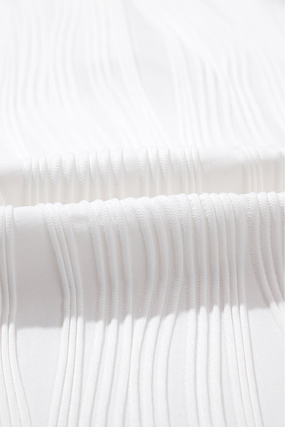 Textured-Wave (White) Lightweight V-Neck Top