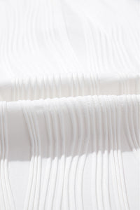 Textured-Wave (White) Lightweight V-Neck Top