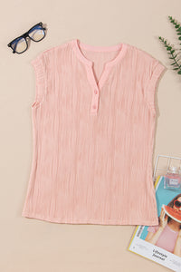 Textured-Wave (Pink) Lightweight V-Neck Top
