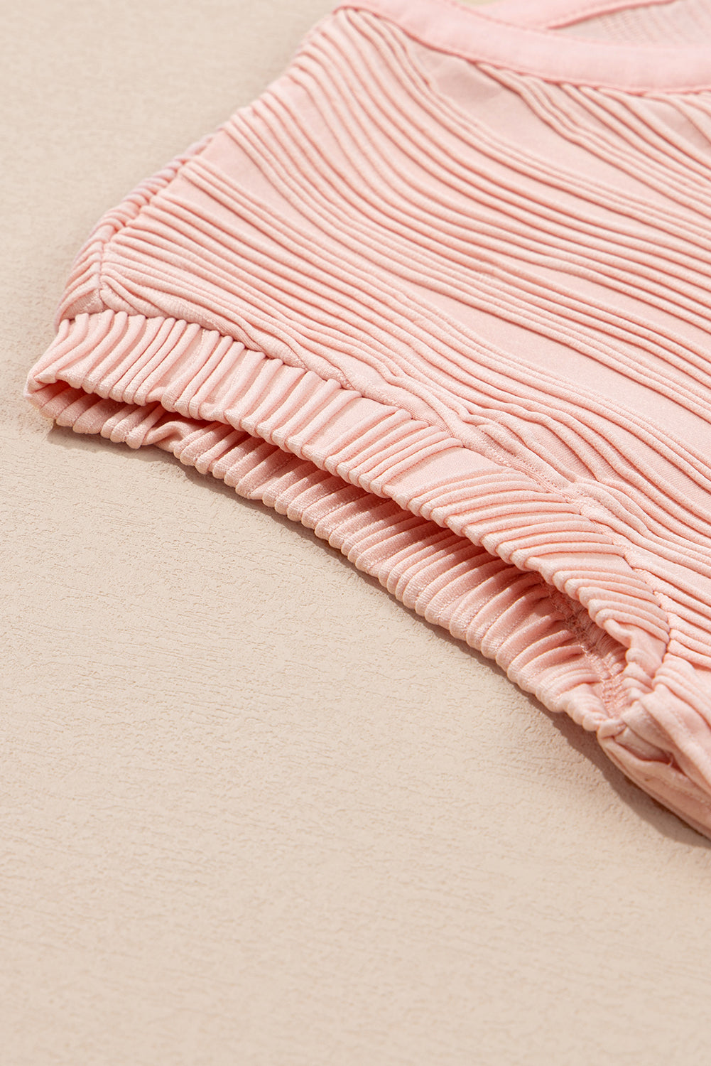 Textured-Wave (Pink) Lightweight V-Neck Top
