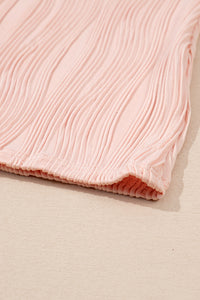 Textured-Wave (Pink) Lightweight V-Neck Top