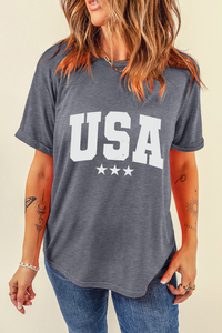 Gray Distressed USA Graphic Tee
