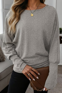 Vera Easy-Style (Gray) Long Sleeve Top w/Added-Length Cuffs