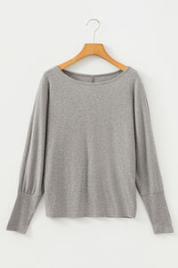Vera Easy-Style (Gray) Long Sleeve Top w/Added-Length Cuffs