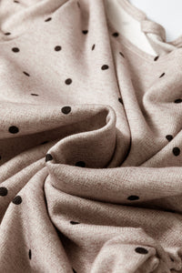 Boat Neck (Light Almond) Polka Dot Lightweight Long Sleeve Top