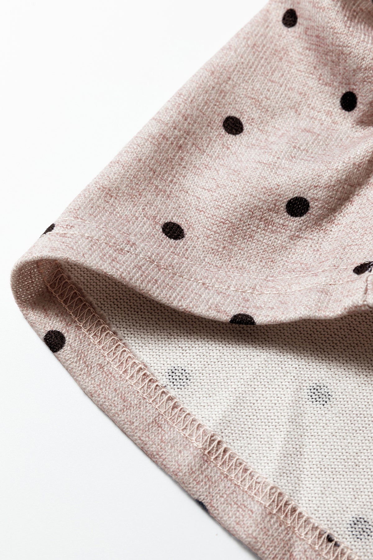 Boat Neck (Light Almond) Polka Dot Lightweight Long Sleeve Top