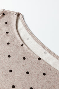 Boat Neck (Light Almond) Polka Dot Lightweight Long Sleeve Top