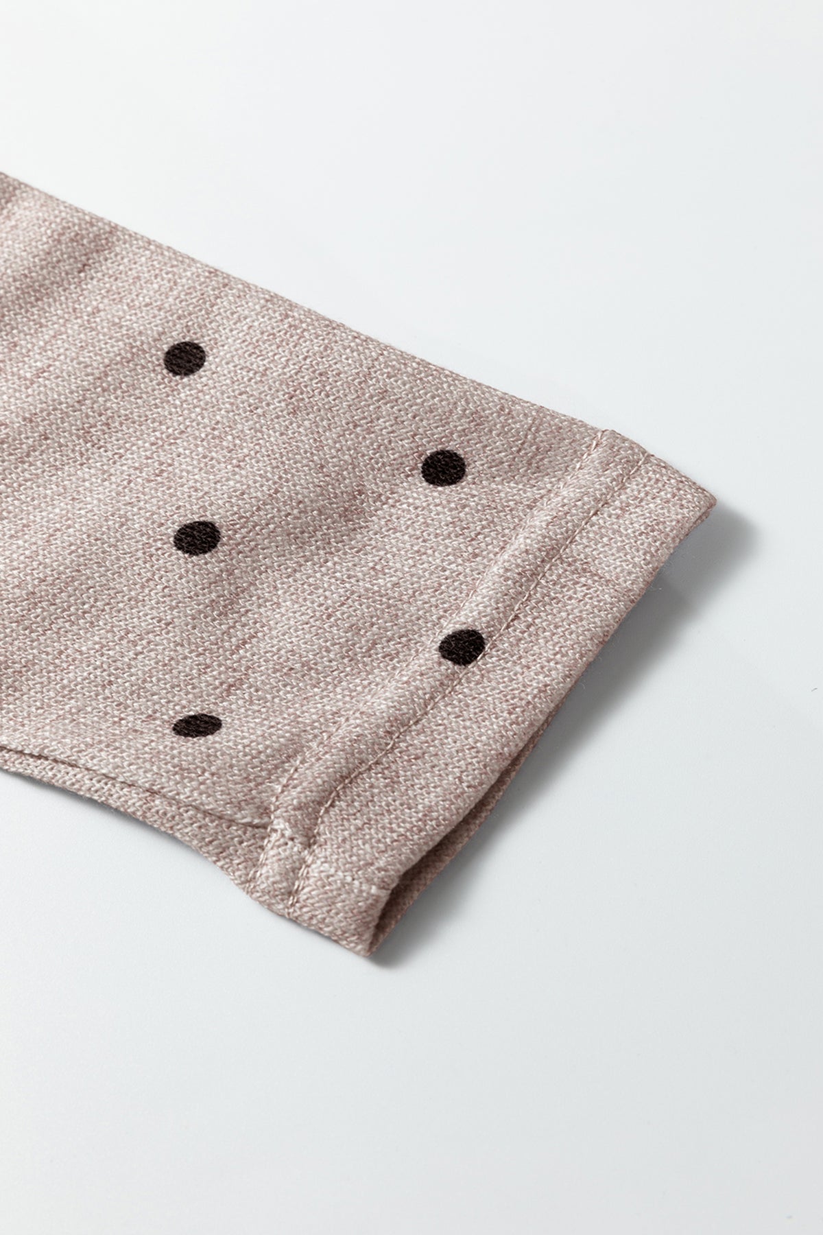 Boat Neck (Light Almond) Polka Dot Lightweight Long Sleeve Top