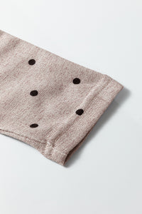 Boat Neck (Light Almond) Polka Dot Lightweight Long Sleeve Top
