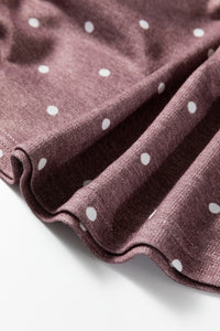 Boat Neck (Dark Brown) Polka Dot Lightweight Long Sleeve Top