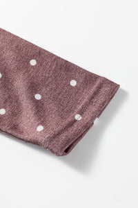 Boat Neck (Dark Brown) Polka Dot Lightweight Long Sleeve Top