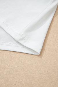 White V-Neck Cotton Top w/ Eyelet Embroidered Flutter Sleeve