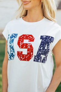 USA Color Block, Patch &  Stitched-Letter Tee