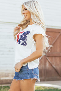 USA Color Block, Patch &  Stitched-Letter Tee