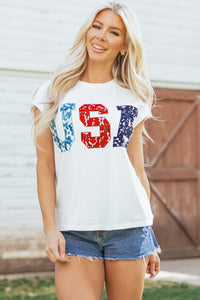 USA Color Block, Patch &  Stitched-Letter Tee