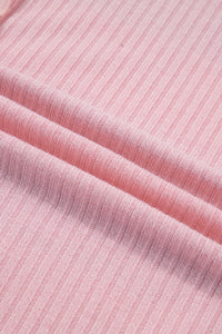 Mint Green & Cream Striped Oversized Top with Pink Contrasting Detail