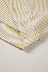 Leopard Shoulders, Soft Ribbed Round-Neck Cream Top