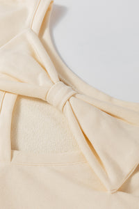 Ivory Round Neck Sweatshirt w/ Upper Back Bow