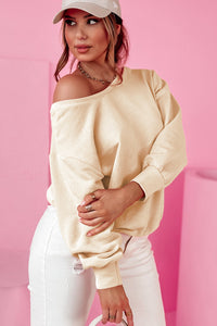 Ivory Round Neck Sweatshirt w/ Upper Back Bow