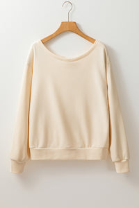 Ivory Round Neck Sweatshirt w/ Upper Back Bow