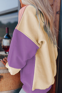 Purple, Pink & Ivory Colorblock Long-Sleeve Top