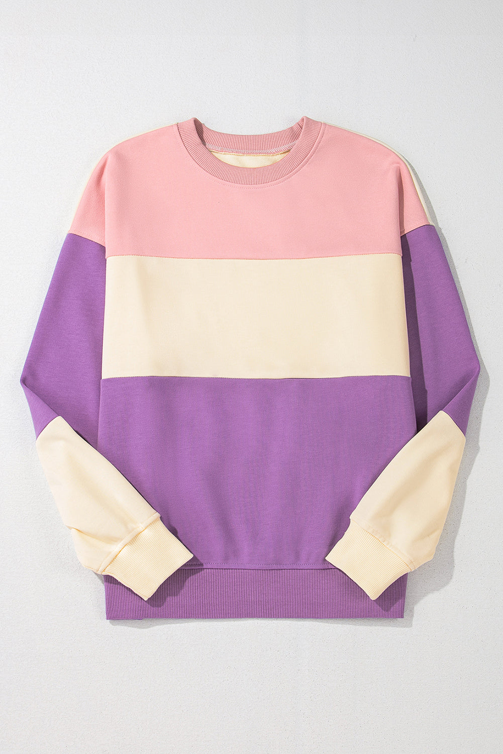 Purple, Pink & Ivory Colorblock Long-Sleeve Top