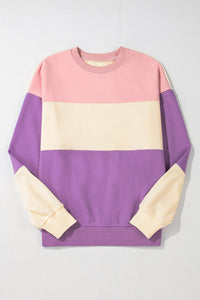 Purple, Pink & Ivory Colorblock Long-Sleeve Top