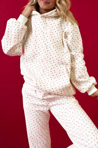 Pink and White Floral Hoodie Sweatpants Set