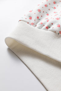 Pink and White Floral Hoodie Sweatpants Set