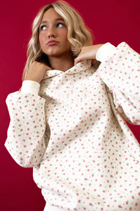 Pink and White Floral Hoodie Sweatpants Set