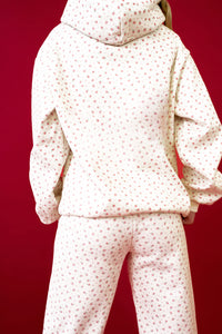 Pink and White Floral Hoodie Sweatpants Set