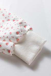 Pink and White Floral Hoodie Sweatpants Set