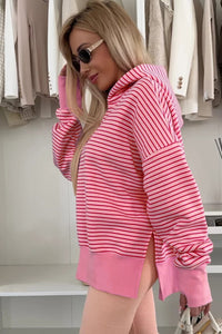 Pink & Red Striped Lightweight Spring Hoodie