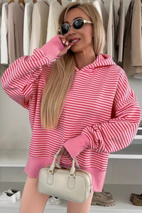 Pink & Red Striped Lightweight Spring Hoodie