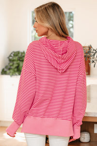 Pink & Red Striped Lightweight Spring Hoodie