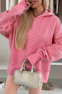 Pink & Red Striped Lightweight Spring Hoodie
