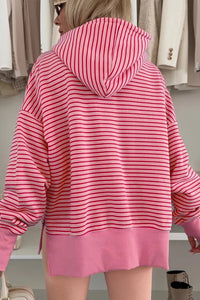 Pink & Red Striped Lightweight Spring Hoodie