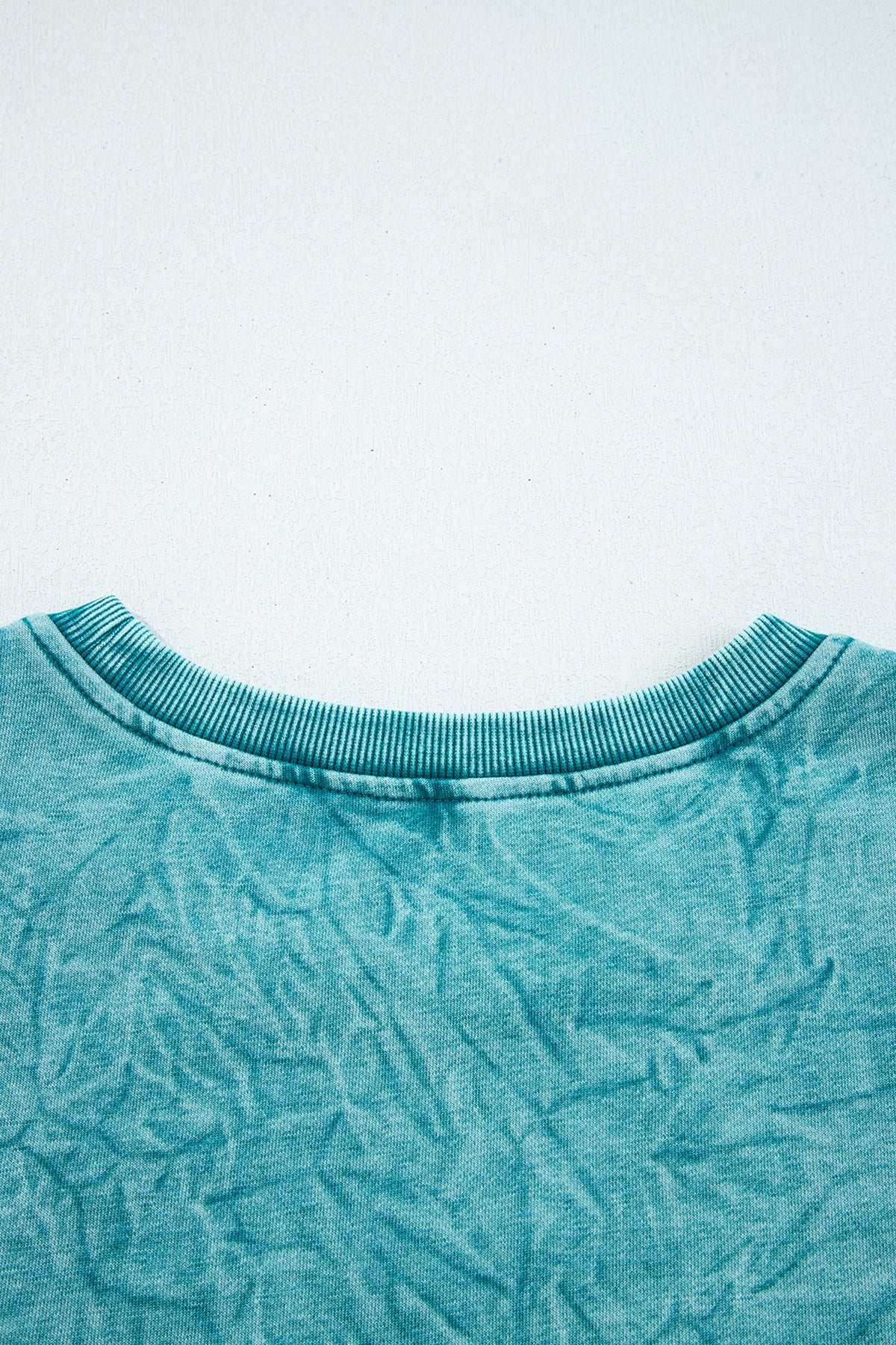 Saved By Grace (Teal) Letter Embroidery Mineral Wash Loose Sweatshirt