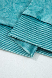 Saved By Grace (Teal) Letter Embroidery Mineral Wash Loose Sweatshirt