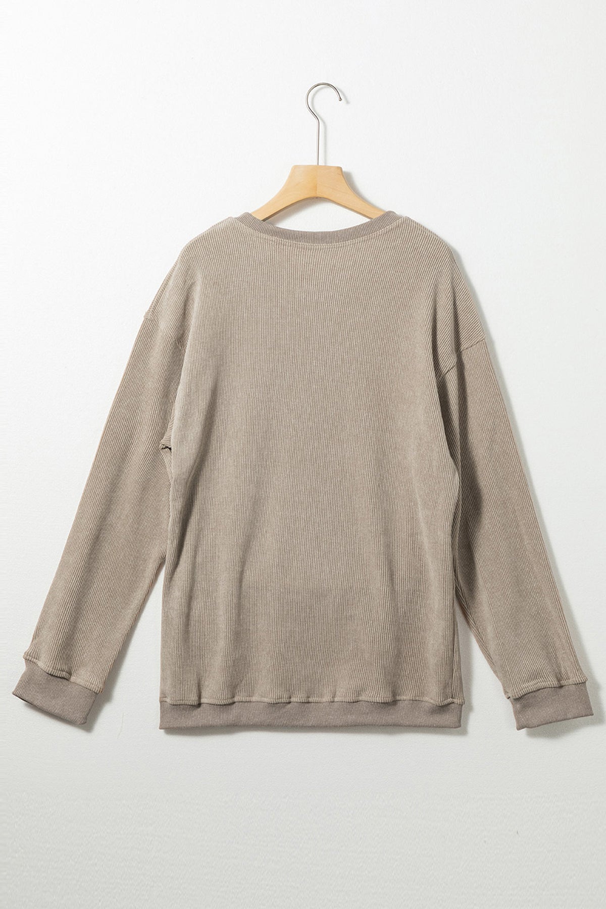 Light Beige Kentucky KY Leopard Baggy Ribbed Long Sleeve Shirt