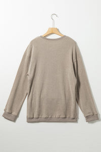 Light Beige Kentucky KY Leopard Baggy Ribbed Long Sleeve Shirt