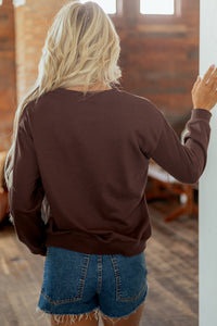 Patchwork PRAY Dark Brown Lightweight Sweatshirt