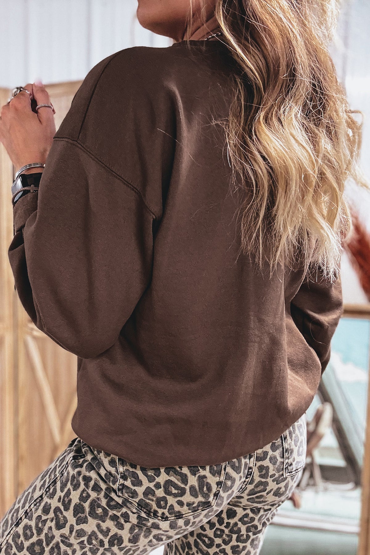 Patchwork PRAY Dark Brown Lightweight Sweatshirt