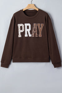 Patchwork PRAY Dark Brown Lightweight Sweatshirt