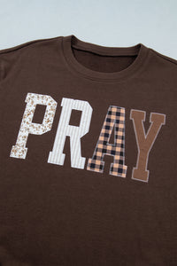 Patchwork PRAY Dark Brown Lightweight Sweatshirt